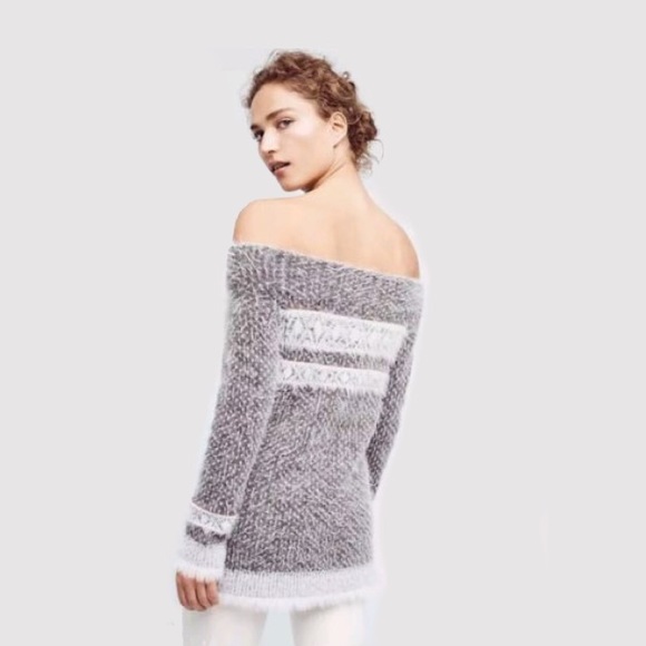 Anthropologie Sweaters - [anthropologie] Off Shoulder Fuzzy Sweater